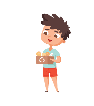 Boy reusing containers
